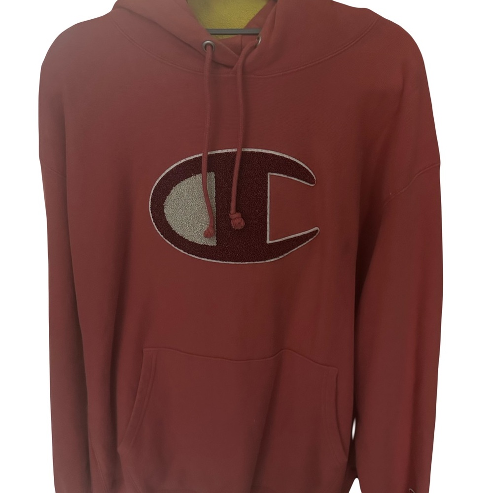Champion LIFE Men's Reverse Weave Hoodie Chenille Big C Logo Picante pink XL